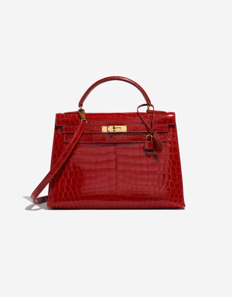 Pre-owned Hermès bag Kelly 32 Niloticus Crocodile Braise Red Front | Sell your designer bag on Saclab.com