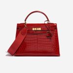 Pre-owned Hermès bag Kelly 32 Niloticus Crocodile Braise Red Front | Sell your designer bag on Saclab.com