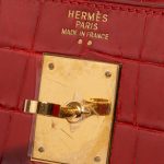 Pre-owned Hermès bag Kelly 32 Niloticus Crocodile Braise Red Logo | Sell your designer bag on Saclab.com