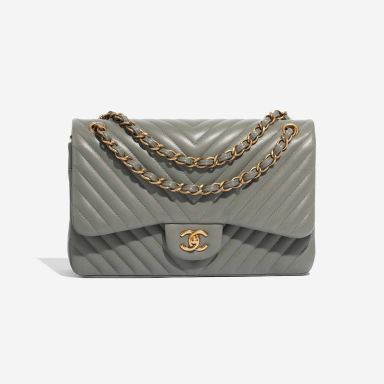 Pre-owned Chanel bag Timeless Jumbo Lamb Grey Grey Front | Sell your designer bag on Saclab.com