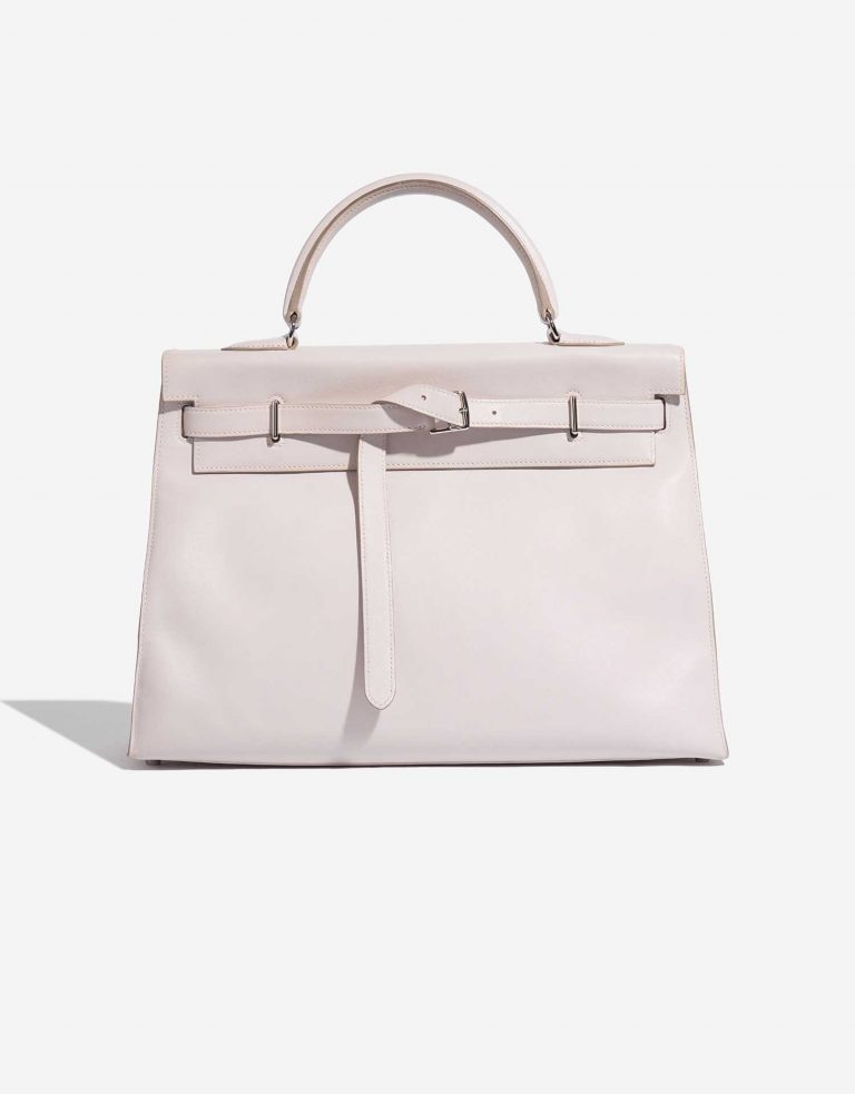 Pre-owned Hermès bag Kelly Flat 35 Swift Rose Dragee Pink Front | Sell your designer bag on Saclab.com