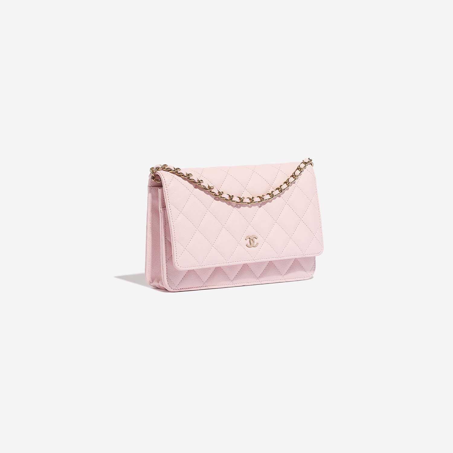 CHANEL Cloudy Pearly Goatskin Quilted Wallet on Chain WOC Light