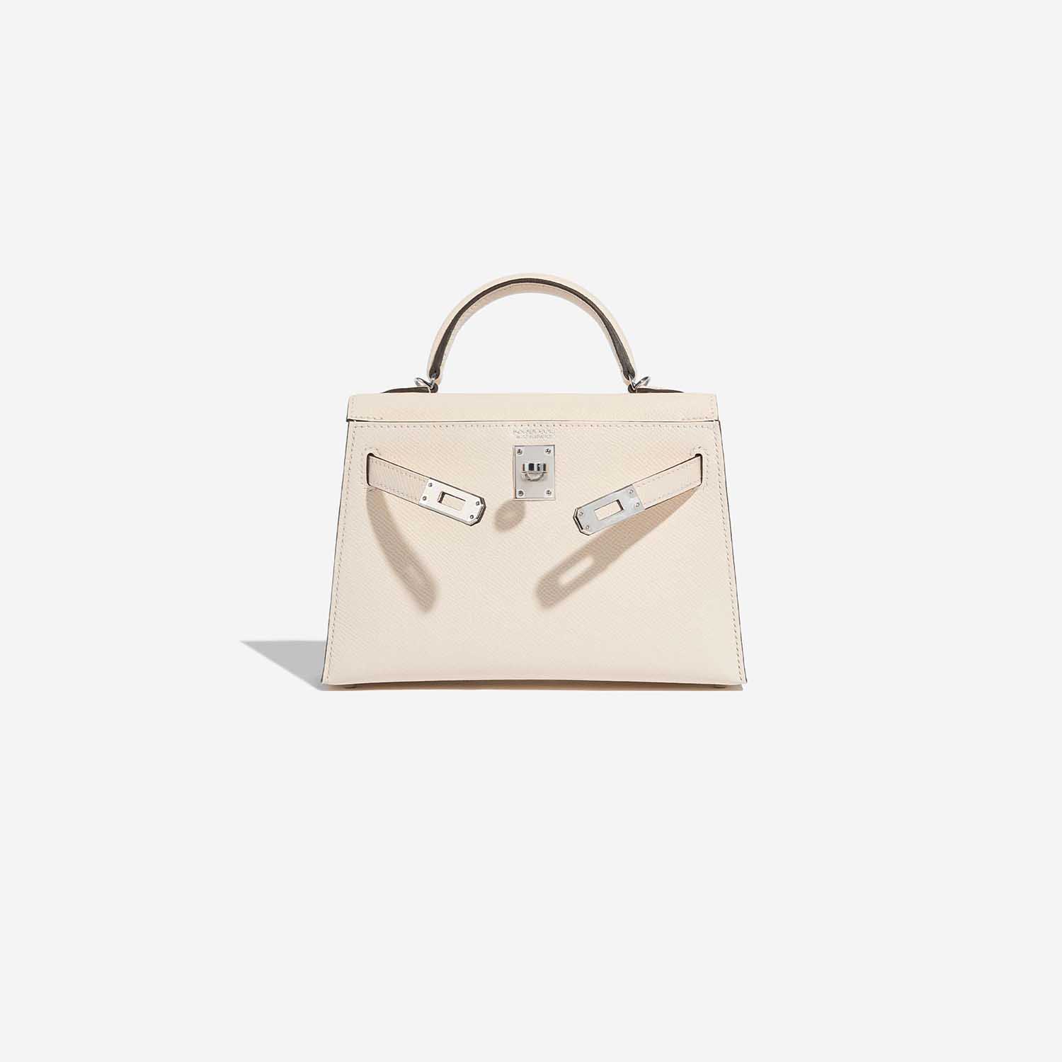 Pre-owned Hermès Tasche Kelly Mini Epsom Nata Beige Front Open | Verkaufen Sie Ihre Designer-Tasche auf Saclab.com
