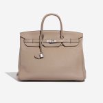 Pre-owned Hermès bag Birkin 40 Clemence Gris Tourterelle Grey Front | Sell your designer bag on Saclab.com