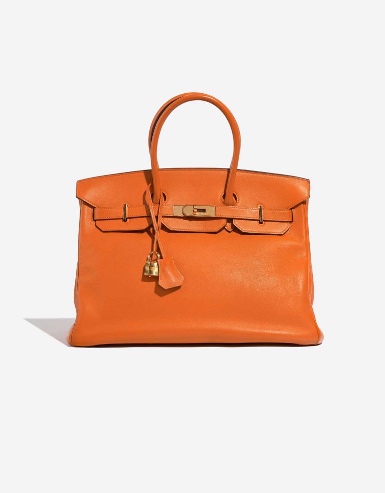 Pre-owned Hermès bag Birkin 35 Swift Orange H Orange Front | Sell your designer bag on Saclab.com