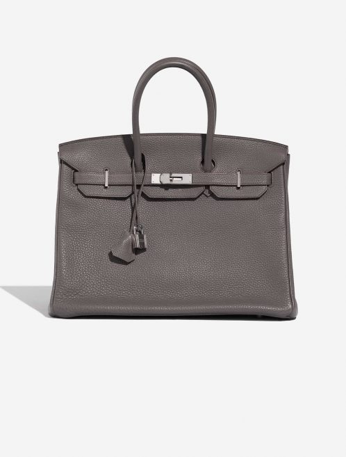 Pre-owned Hermès bag Birkin 35 Togo Etain Grey Front | Sell your designer bag on Saclab.com