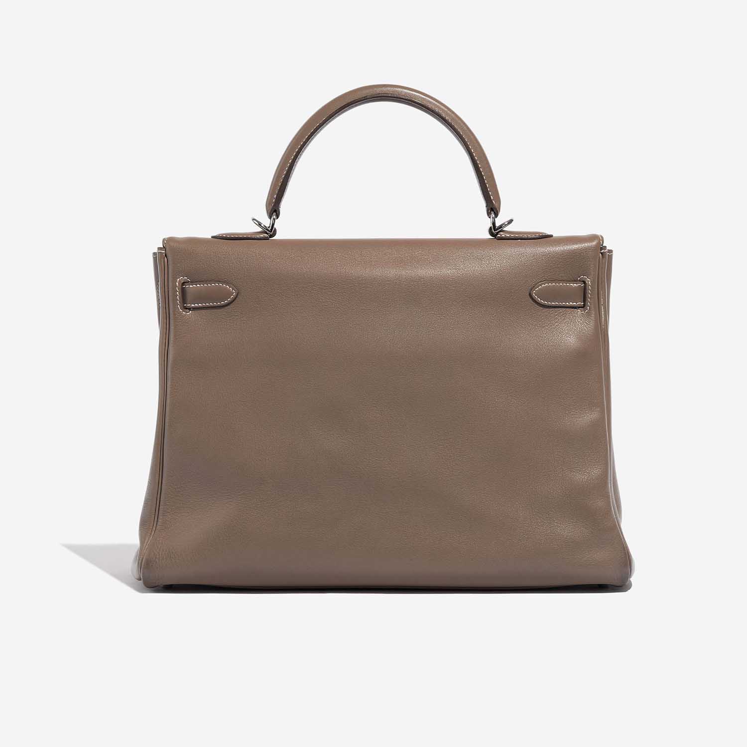 Pre-owned Hermès bag Kelly 35 Swift Etoupe Brown, Grey Back | Sell your designer bag on Saclab.com