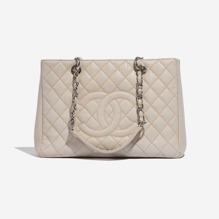 Pre-owned Chanel bag Shopping Tote GST Caviar Cream Beige Front | Sell your designer bag on Saclab.com