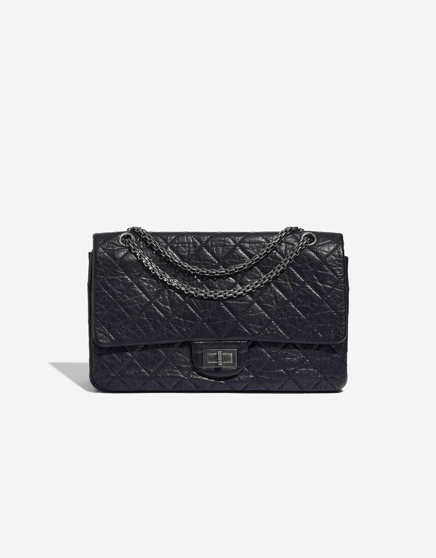 CHANEL Metallic Aged Calfskin Quilted Reissue 2.55 Accordion Flap Black  1275152