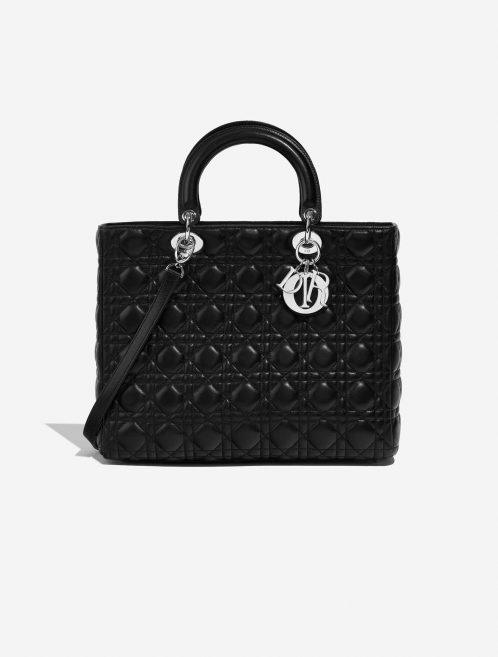 Pre-owned Dior bag Lady Large Calf Black Black Front | Sell your designer bag on Saclab.com