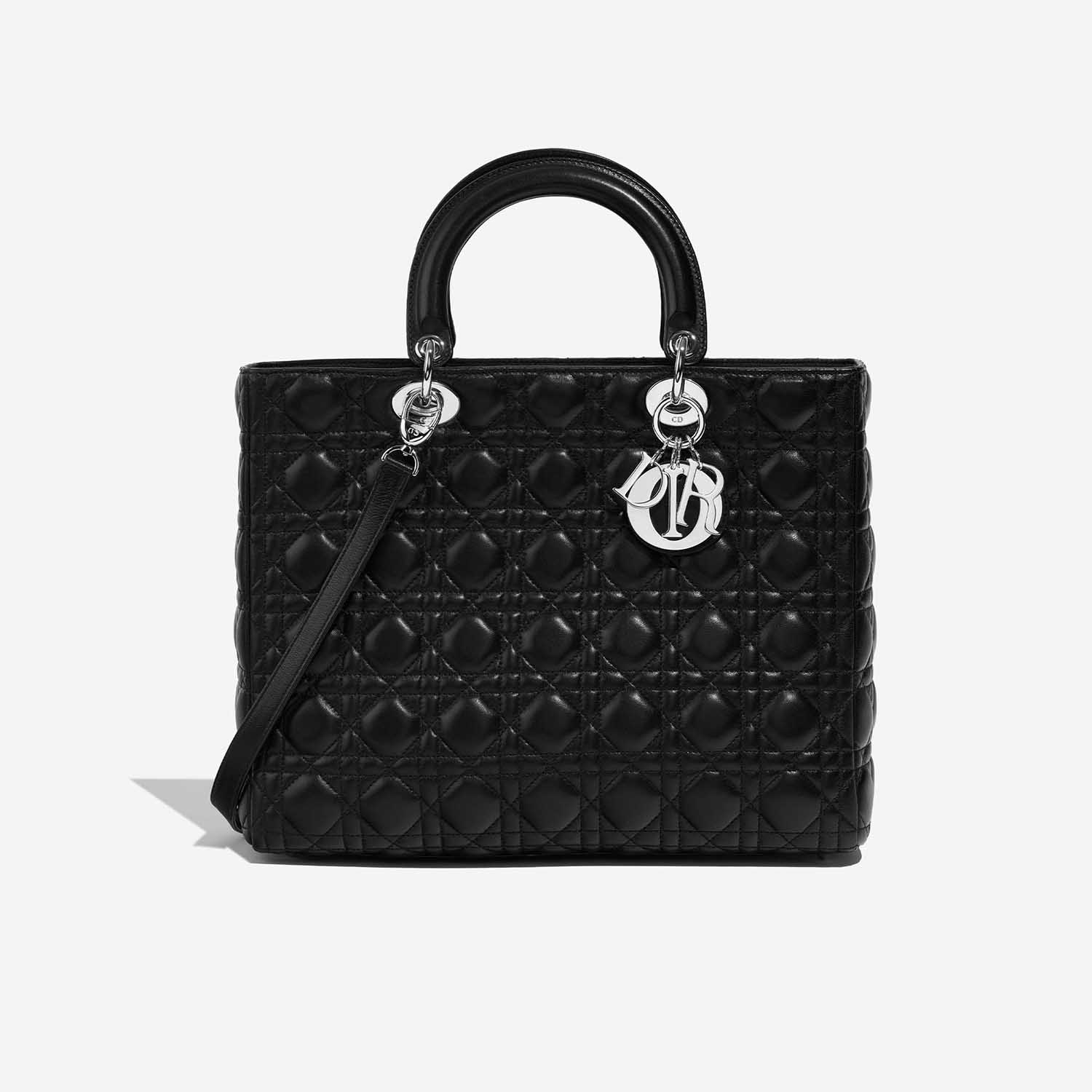 Pre-owned Dior bag Lady Large Calf Black Black Front | Sell your designer bag on Saclab.com