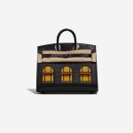Pre-owned Hermès bag Birkin Faubourg 20 Midnight Matte Alligator / Veau madame / Chevre Mysore / Veau Monsieur / Black / Jaune Ambre / Orange H Black Front Velt | Sell your designer bag on Saclab.com