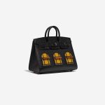 Pre-owned Hermès bag Birkin Faubourg 20 Midnight Matte Alligator / Veau madame / Chevre Mysore / Veau Monsieur / Black / Jaune Ambre / Orange H Black Side Front | Sell your designer bag on Saclab.com