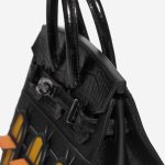 Pre-owned Hermès bag Birkin Faubourg 20 Midnight Matte Alligator / Veau madame / Chevre Mysore / Veau Monsieur / Black / Jaune Ambre / Orange H Black Detail | Sell your designer bag on Saclab.com