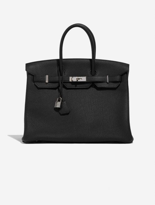 Pre-owned Hermès bag Birkin 35 Verso Togo Black / Blue Agate Black Front | Sell your designer bag on Saclab.com
