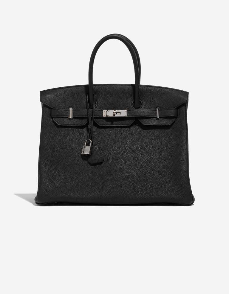 Pre-owned Hermès bag Birkin 35 Verso Togo Black / Blue Agate Black Front | Sell your designer bag on Saclab.com