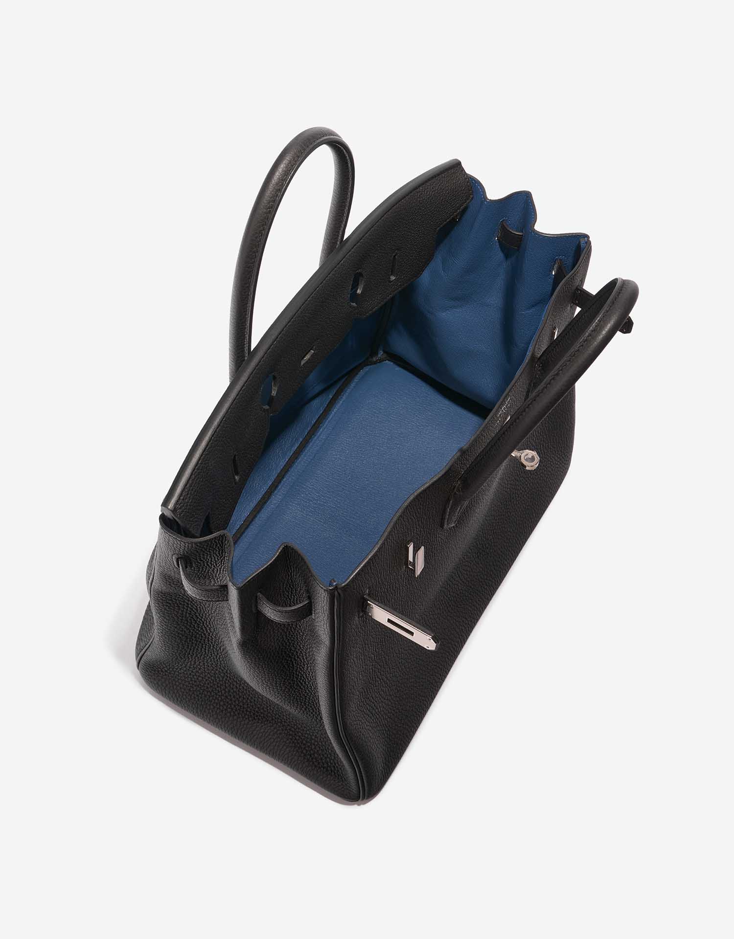 Hermes Birkin 35 Verso Black Blue Agate Bag Palladium Hardware Togo Leather
