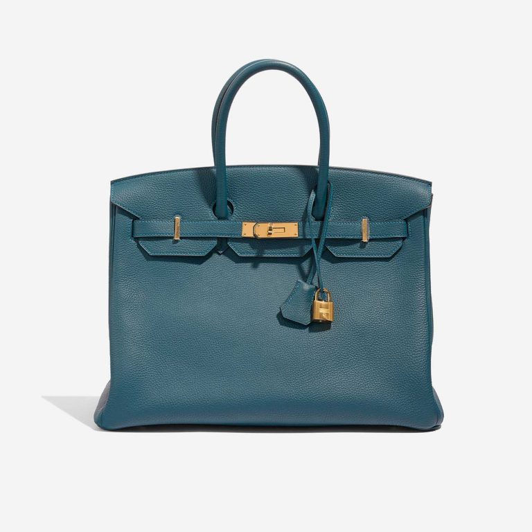 Pre-owned Hermès bag Birkin 35 Togo Blue Colvert Blue Front | Sell your designer bag on Saclab.com