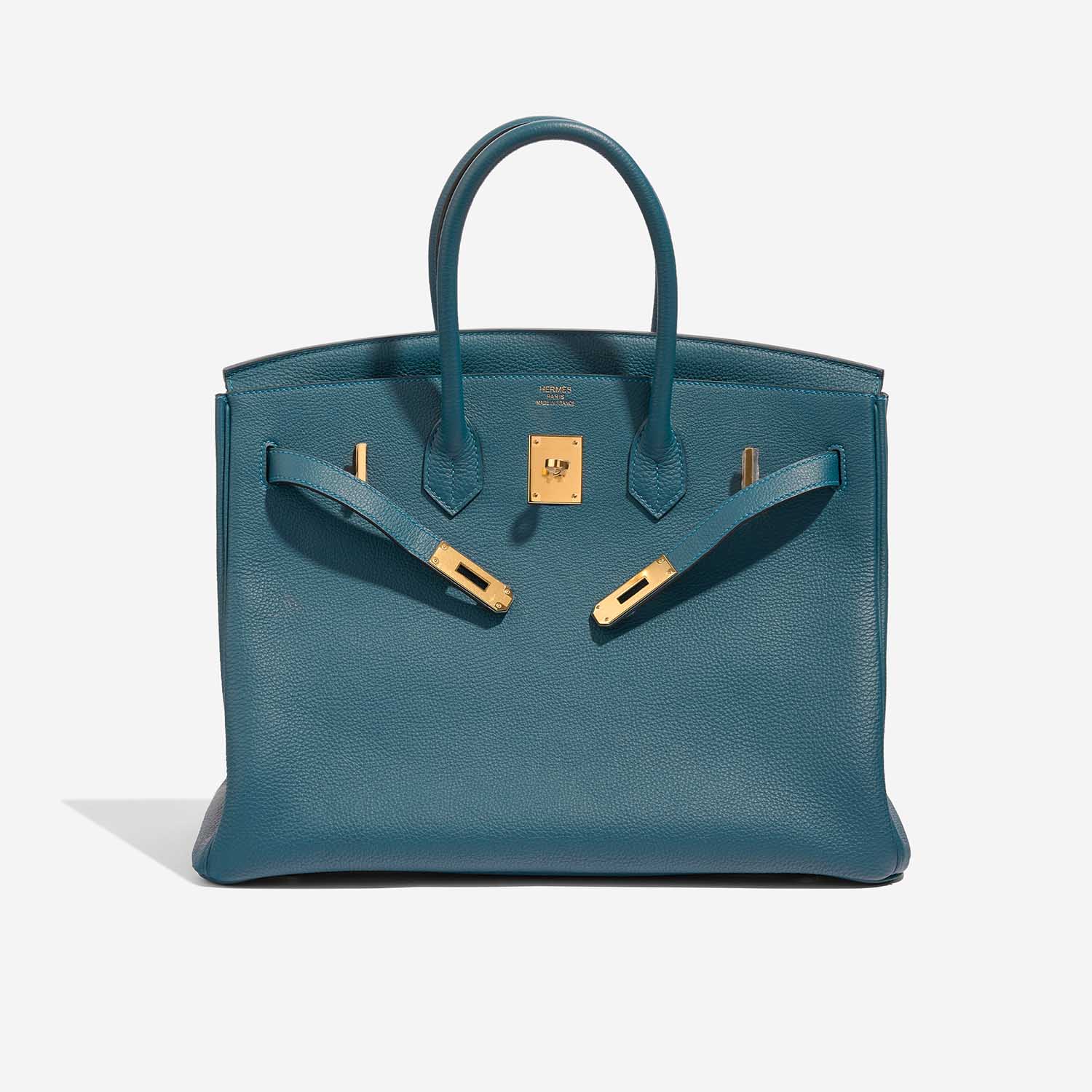 Pre-owned Hermès bag Birkin 35 Togo Blue Colvert Blue Front Open | Sell your designer bag on Saclab.com