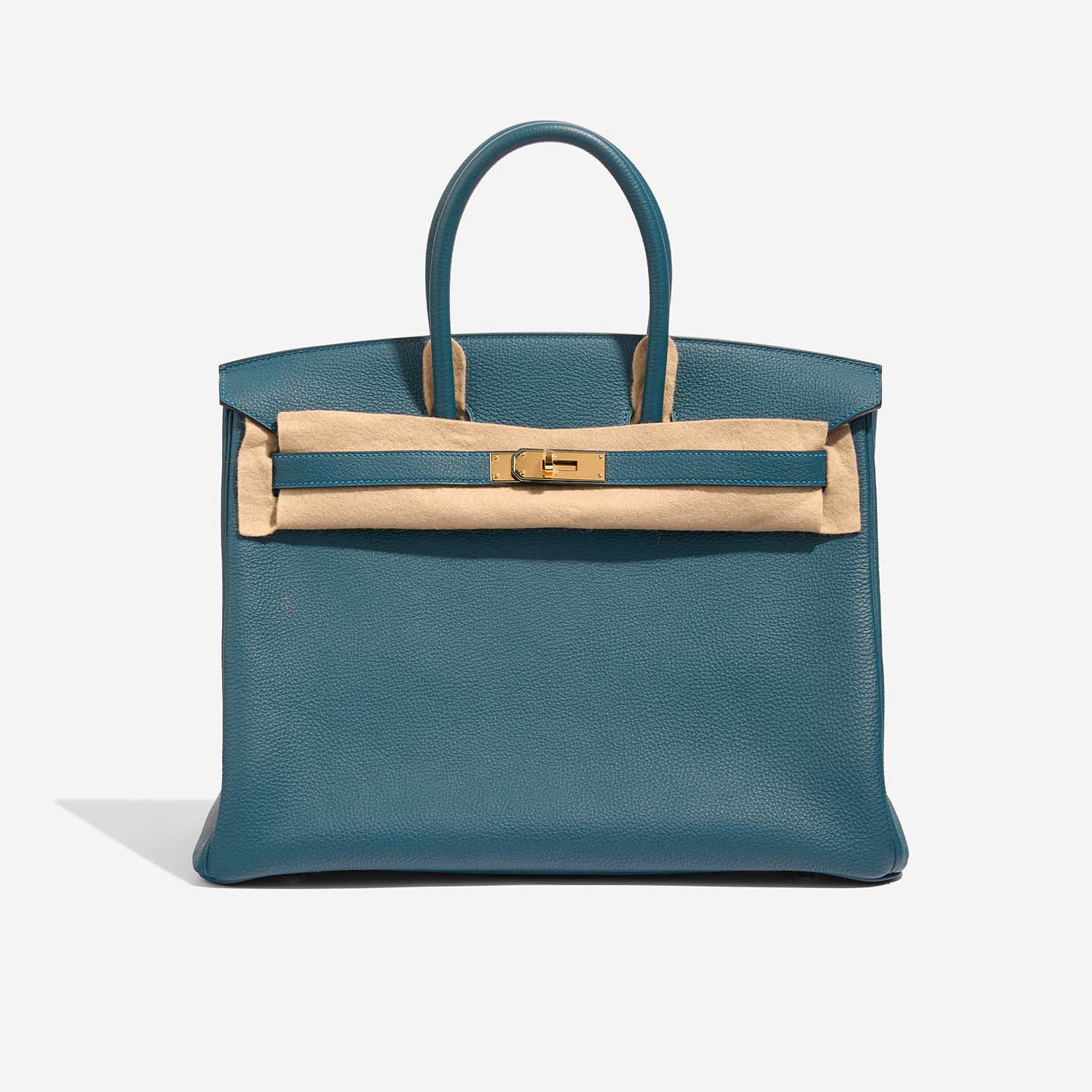 Pre-owned Hermès bag Birkin 35 Togo Blue Colvert Blue Front Velt | Sell your designer bag on Saclab.com