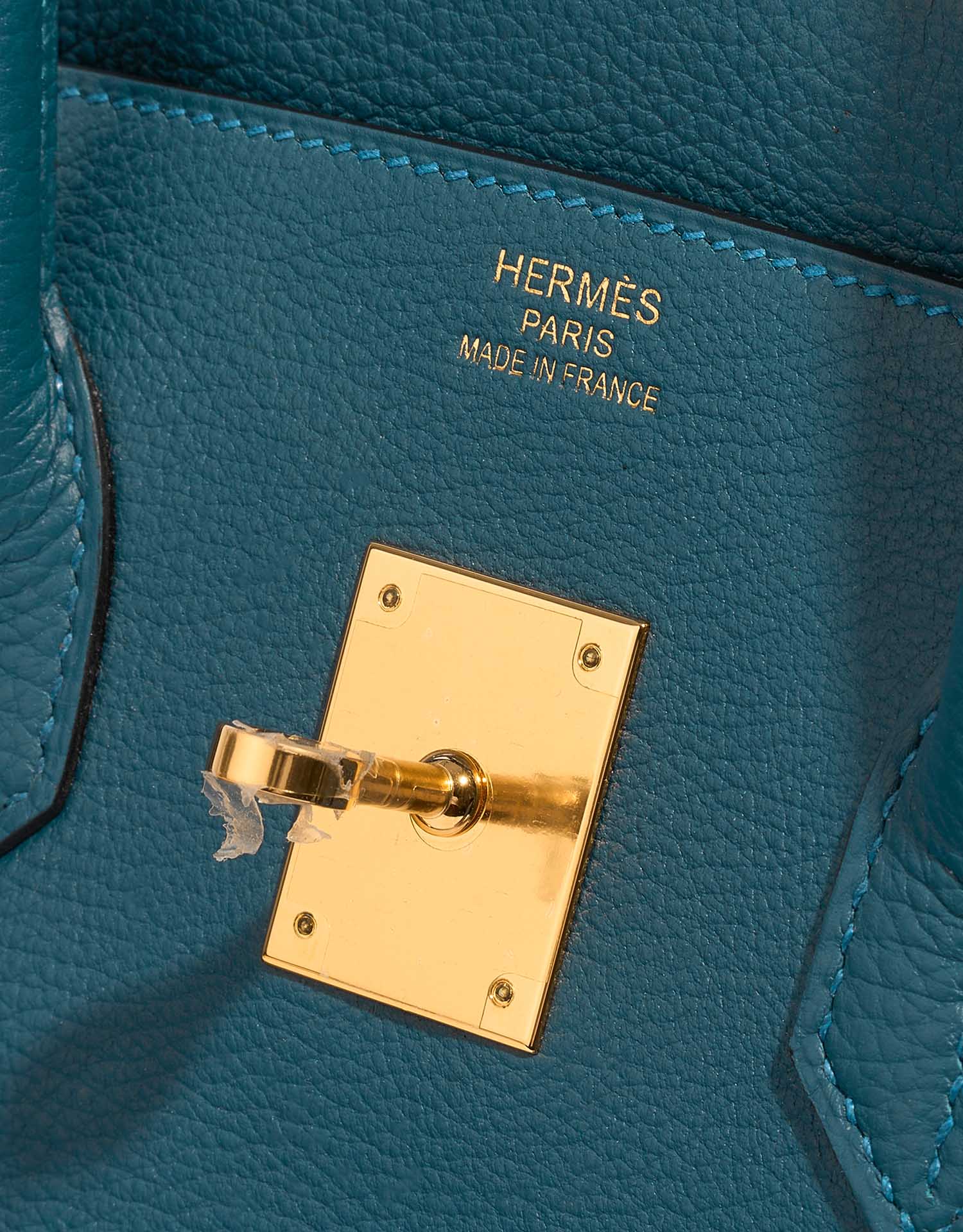 Pre-owned Hermès bag Birkin 35 Togo Blue Colvert Blue Logo | Sell your designer bag on Saclab.com