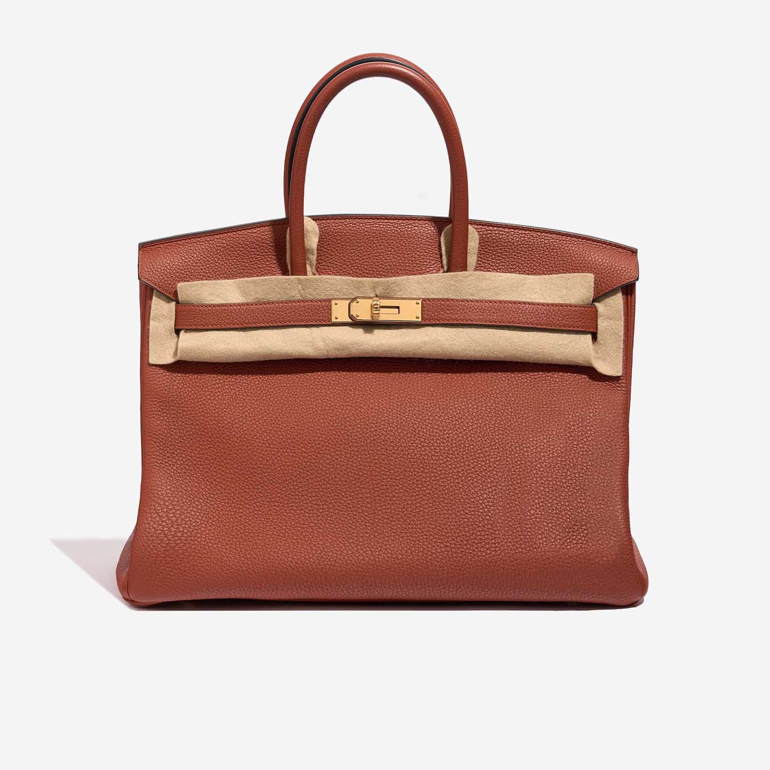 Pre-owned Hermès bag Birkin 35 Togo Cuivre Brown Front Velt | Sell your designer bag on Saclab.com