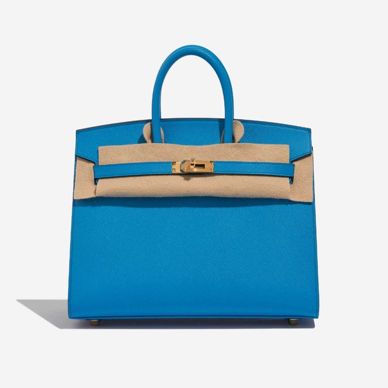 Pre-owned Hermès bag Birkin 25 Epsom Blue Frida Blue Front Velt | Sell your designer bag on Saclab.com