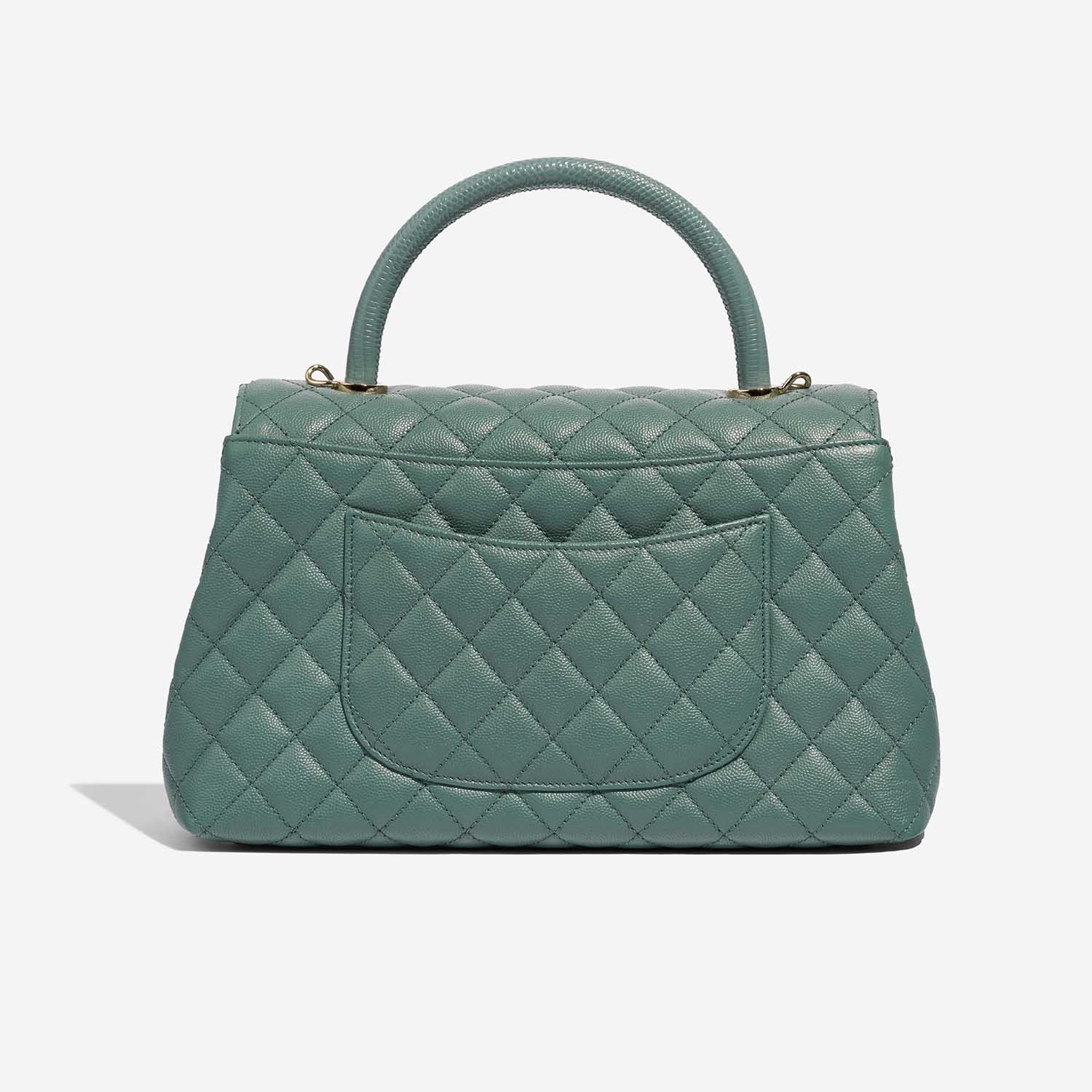 Pre-owned Chanel bag Timeless Handle Medium Caviar Mint Green Green Back | Sell your designer bag on Saclab.com