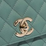Pre-owned Chanel bag Timeless Handle Medium Caviar Mint Green Green Closing System | Sell your designer bag on Saclab.com