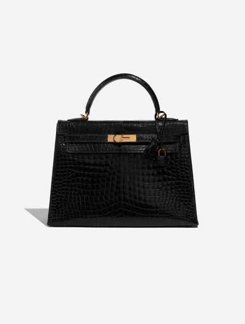 Pre-owned Hermès bag Kelly 32 Porosus Crocodile Black Black Front | Sell your designer bag on Saclab.com
