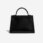 Pre-owned Hermès bag Kelly 32 Porosus Crocodile Black Black Back | Sell your designer bag on Saclab.com