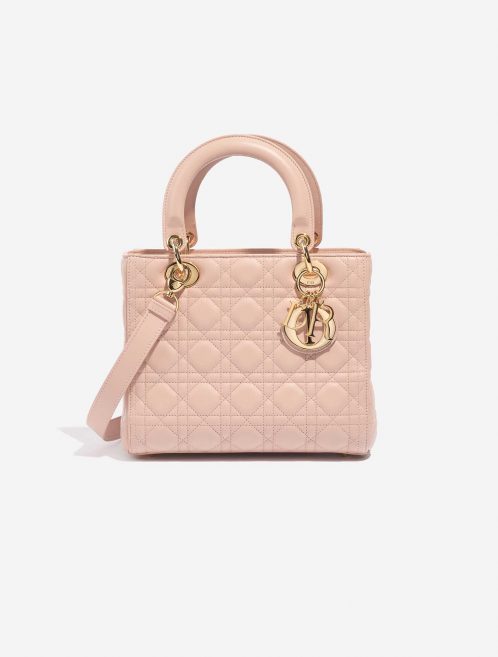 Pre-owned Dior bag Lady Medium Calf Light Pink Rose Front | Sell your designer bag on Saclab.com