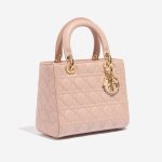 Pre-owned Dior bag Lady Medium Calf Light Pink Rose Side Front | Sell your designer bag on Saclab.com