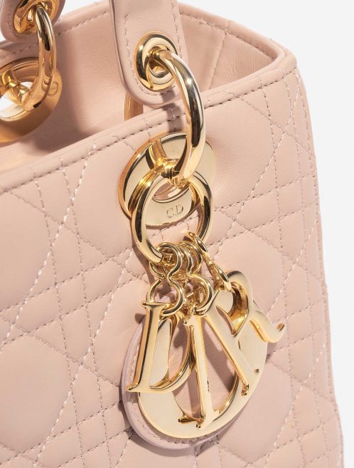 Pre-owned Dior bag Lady Medium Calf Light Pink Rose Closing System | Sell your designer bag on Saclab.com