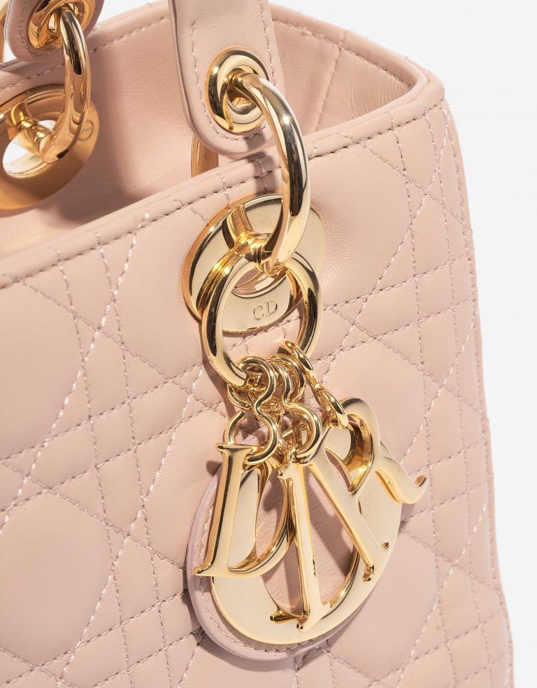 Pre-owned Dior bag Lady Medium Calf Light Pink Rose Front | Sell your designer bag on Saclab.com