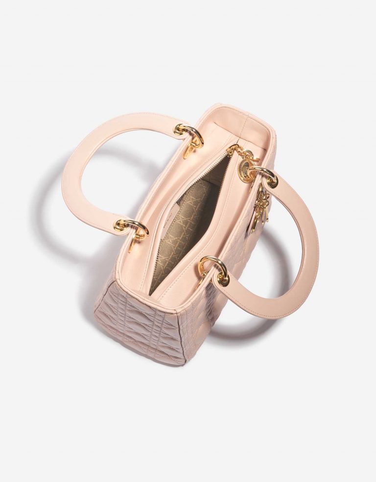 Pre-owned Dior bag Lady Medium Calf Light Pink Rose Inside | Sell your designer bag on Saclab.com