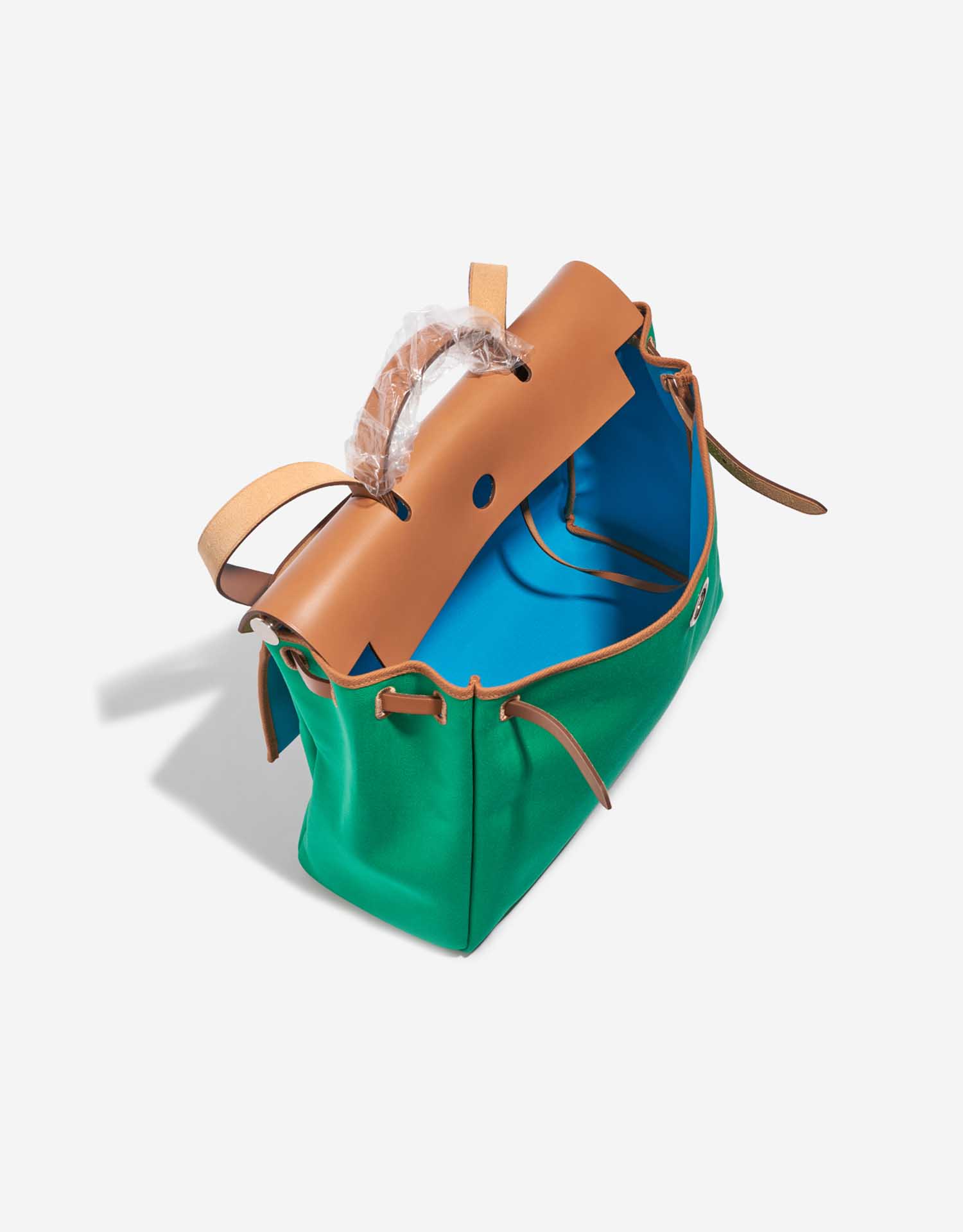 Pre-owned Hermès bag Herbag 39 Vache Hunter / Toile Vert Menthe / Bleu Aztèque / Gold Green, Multicolour Inside | Sell your designer bag on Saclab.com