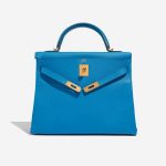 Pre-owned Hermès bag Kelly 32 Evercolour Blue Frida Blue Front Open | Sell your designer bag on Saclab.com