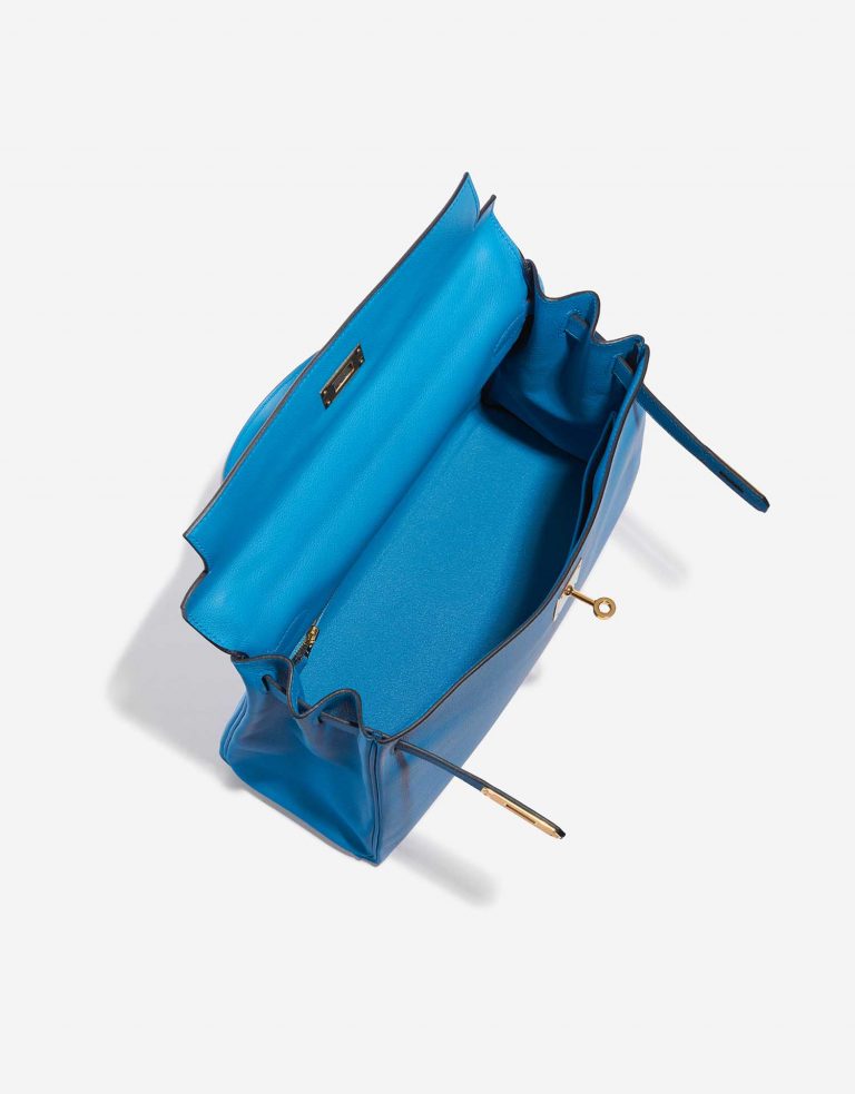 Pre-owned Hermès bag Kelly 32 Evercolour Blue Frida Blue Inside | Sell your designer bag on Saclab.com