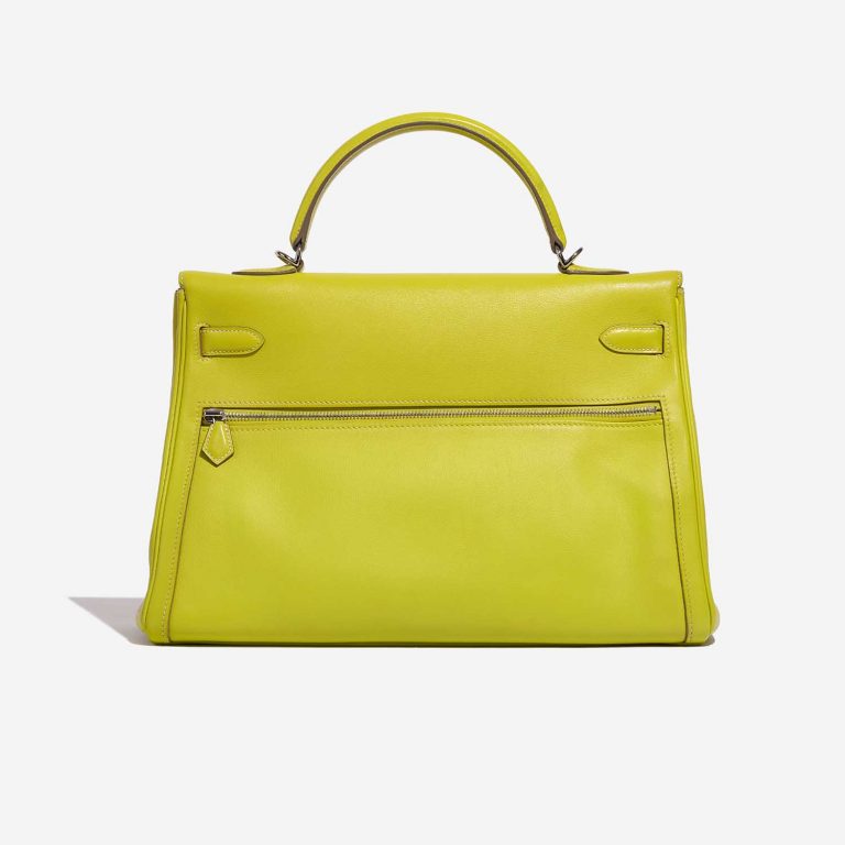 Pre-owned Hermès bag Kelly Lakis 35 Swift Lime Yellow Back | Sell your designer bag on Saclab.com