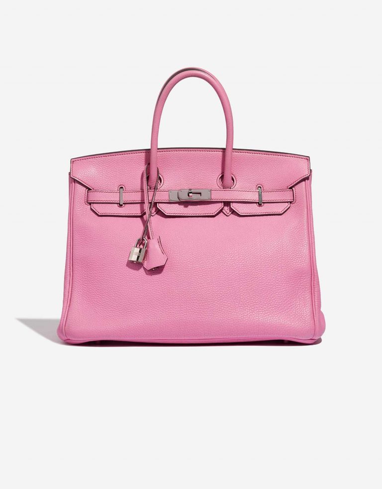 Pre-owned Hermès bag Birkin 35 Clemence Bubblegum Pink Front | Sell your designer bag on Saclab.com
