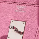 Pre-owned Hermès bag Birkin 35 Clemence Bubblegum Pink Logo | Sell your designer bag on Saclab.com