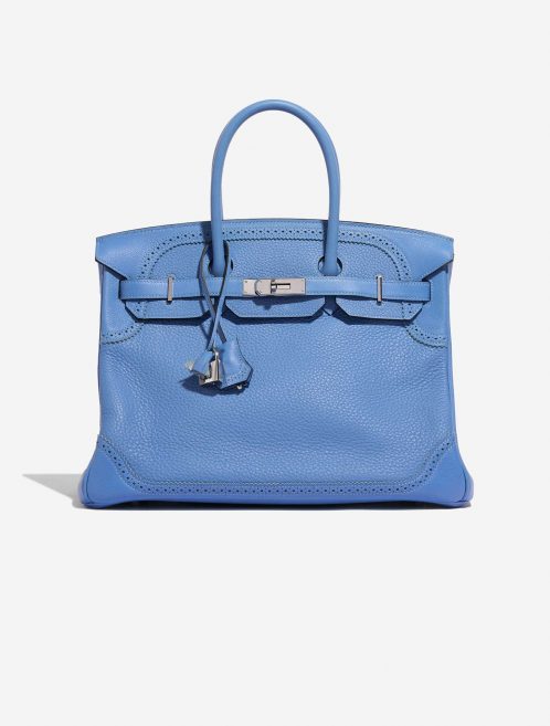 Pre-owned Hermès bag Birkin Ghillies 35 Clemence Blue Paradise Blue Front | Sell your designer bag on Saclab.com