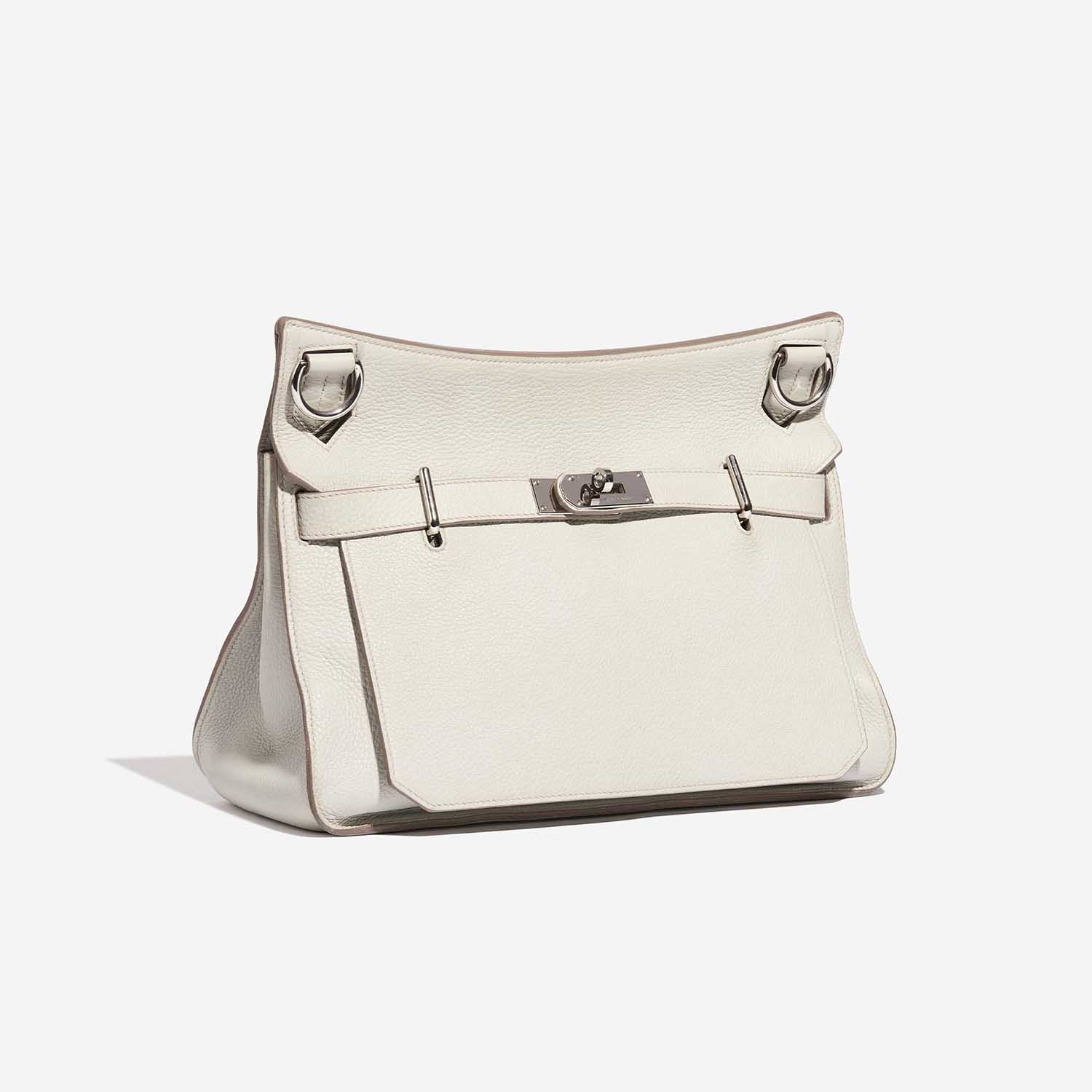 Pre-owned Hermès bag Jypsière 34 Clemence Beton White Side Front | Sell your designer bag on Saclab.com