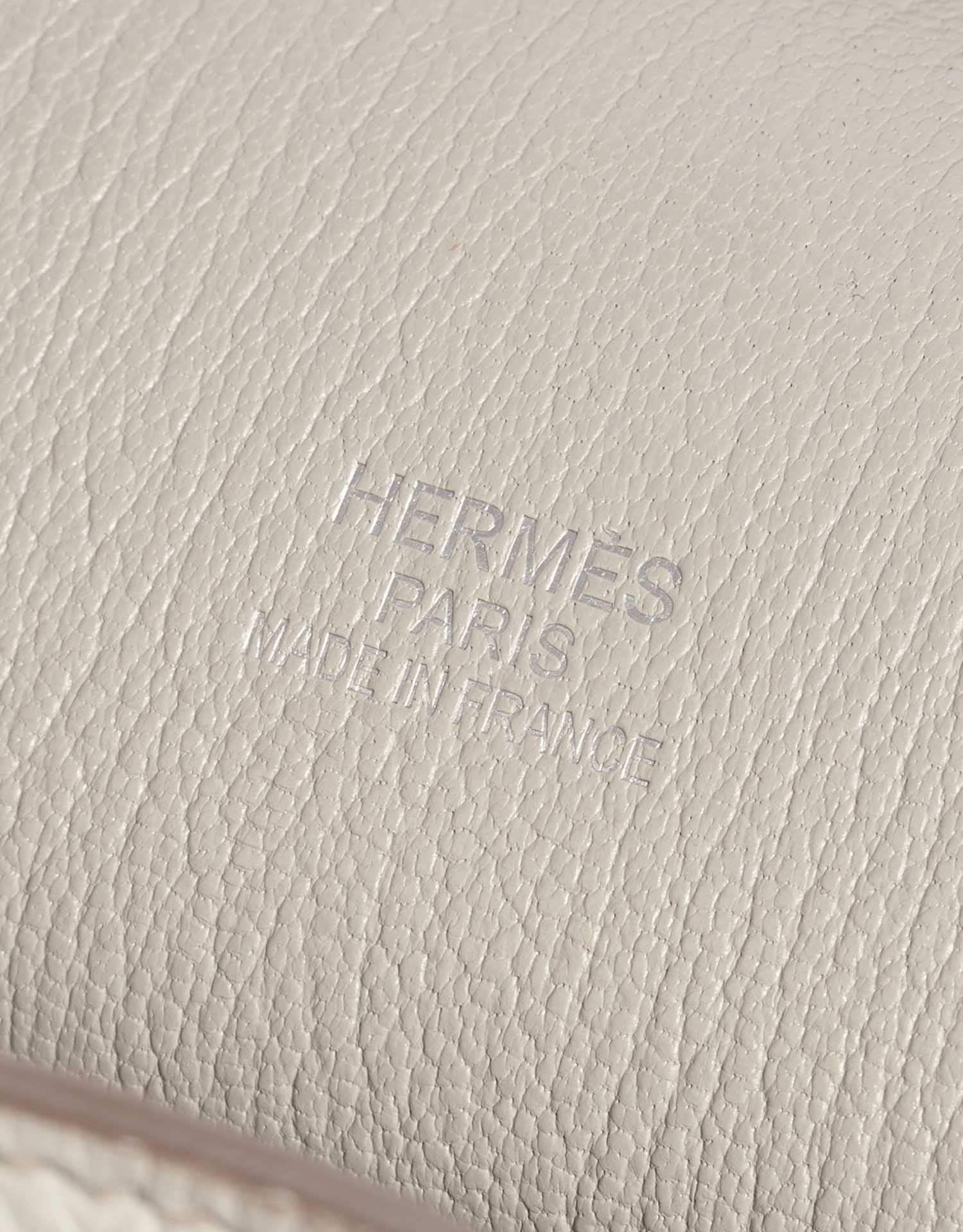 Pre-owned Hermès bag Jypsière 34 Clemence Beton White Logo | Sell your designer bag on Saclab.com