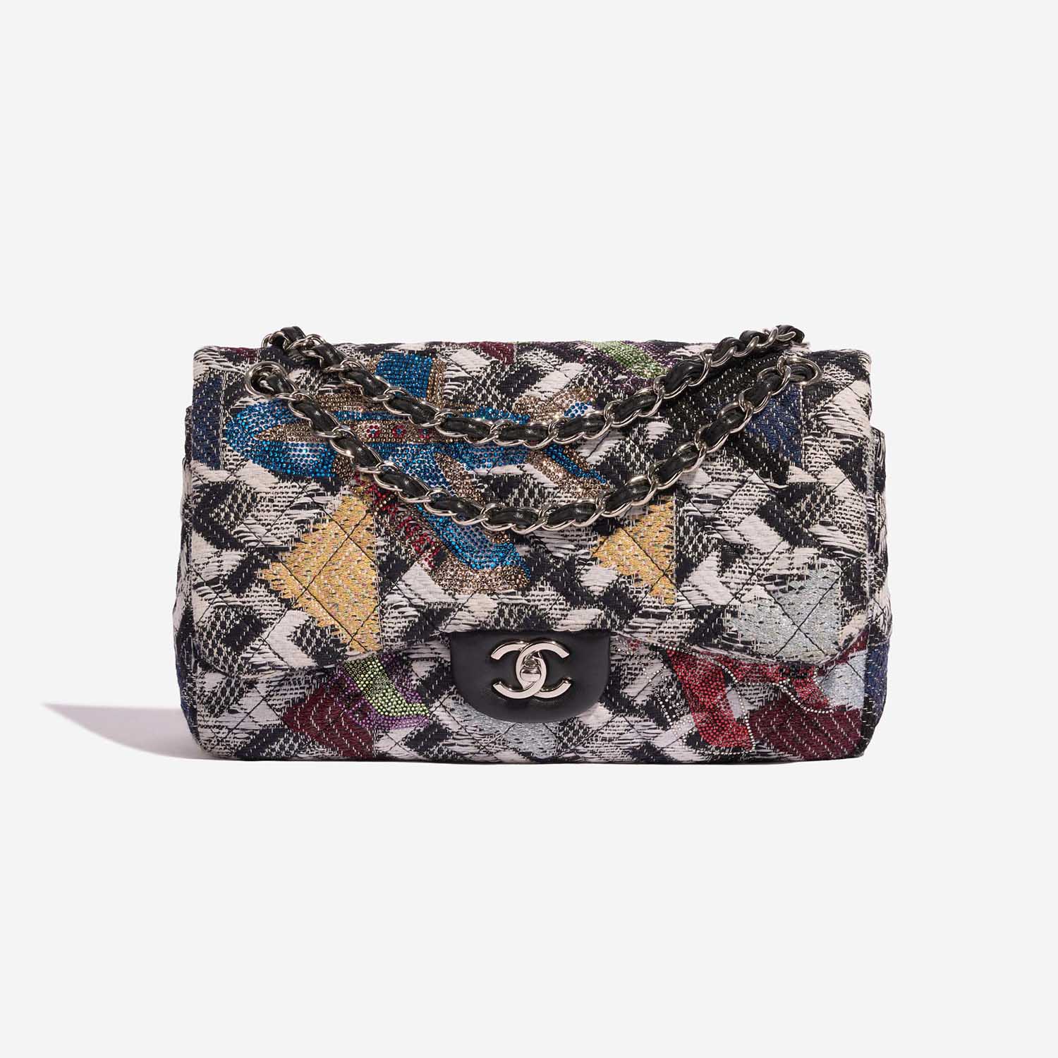 Pre-owned Chanel Tasche Timeless Jumbo Tweed / Strass Multicolour Multicolour Front | Verkaufen Sie Ihre Designer-Tasche auf Saclab.com