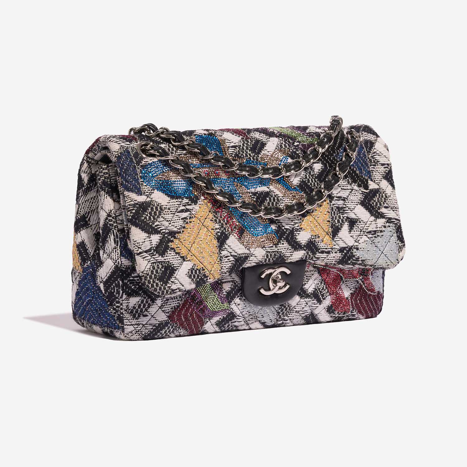 Pre-owned Chanel Tasche Timeless Jumbo Tweed / Strass Multicolour Multicolour Side Front | Verkaufen Sie Ihre Designer-Tasche auf Saclab.com