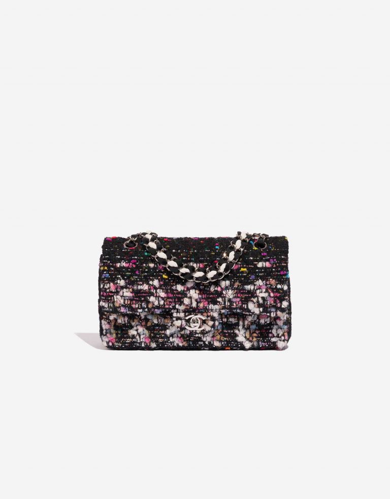 Pre-owned Chanel bag Timeless Medium Tweed Black / Multicolour Black Front | Sell your designer bag on Saclab.com