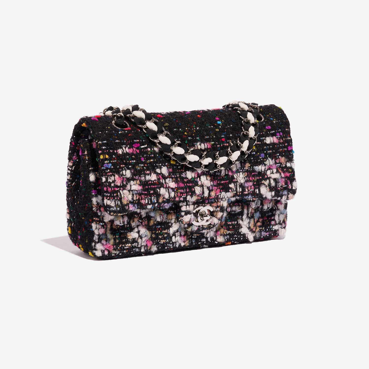 Pre-owned Chanel bag Timeless Medium Tweed Black / Multicolour Black, Multicolour Side Front | Sell your designer bag on Saclab.com