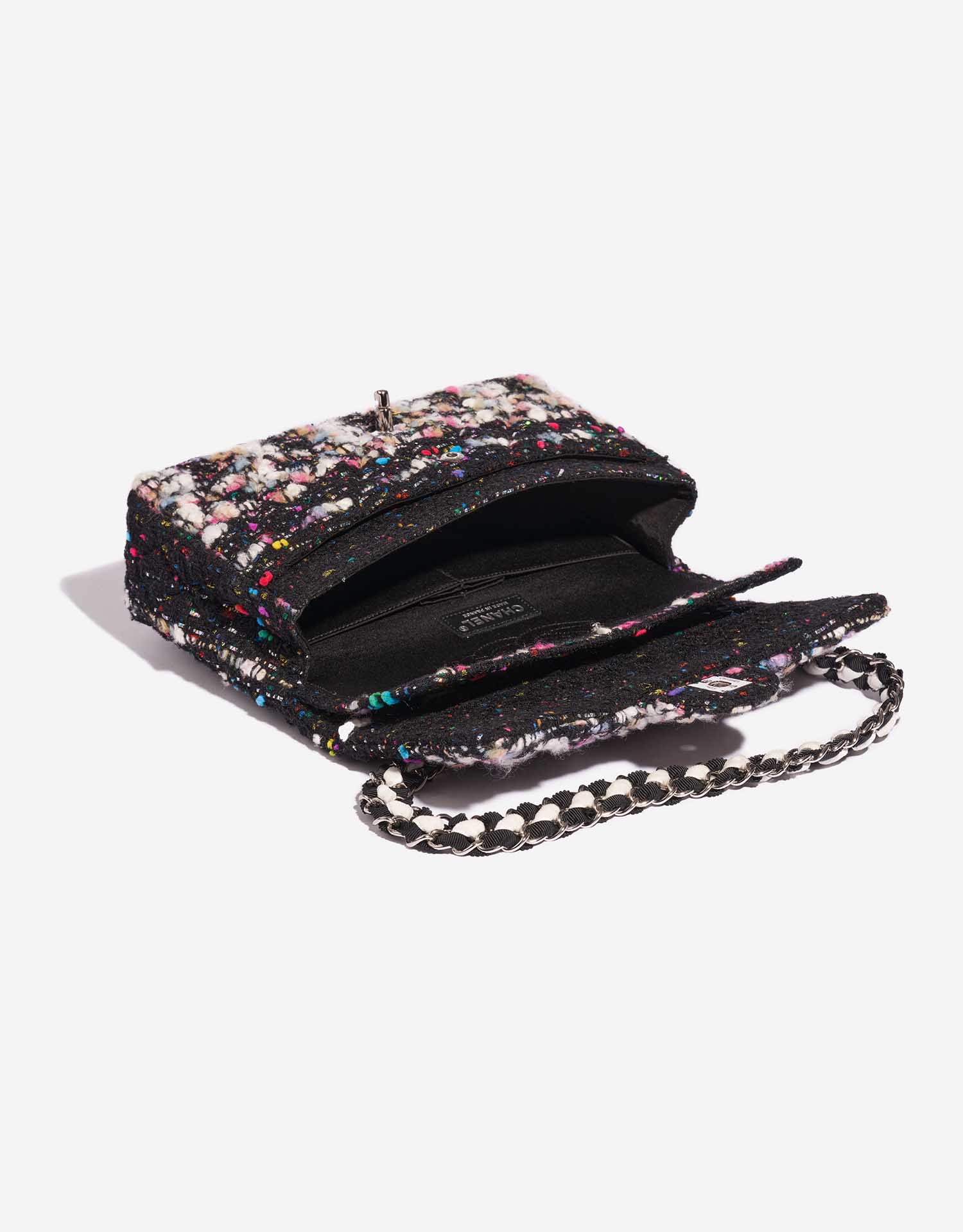 Pre-owned Chanel bag Timeless Medium Tweed Black / Multicolour Black, Multicolour Inside | Sell your designer bag on Saclab.com